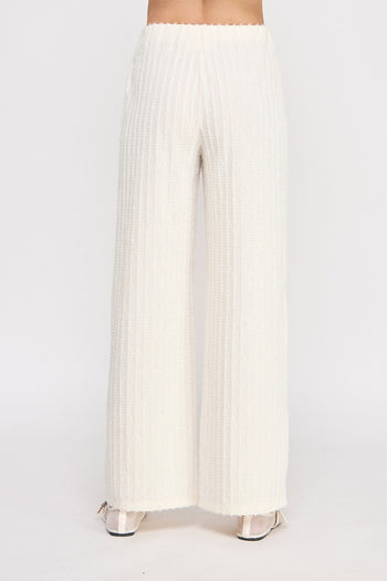 Allie Rose Fuzzy Knit Striped Pants in Cream