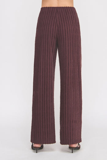 Allie Rose Fuzzy Knit Striped Pants in Currant