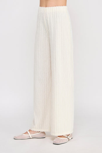 Allie Rose Fuzzy Knit Striped Pants in Cream