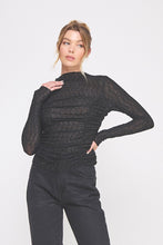 Load image into Gallery viewer, Allie Rose Embellished Lace Ruched Top in Black
