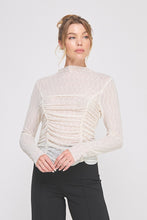 Load image into Gallery viewer, Allie Rose Embellished Lace Ruched Top in Cream
