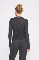 Allie Rose Embellished Lace Ruched Top in Black