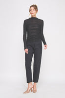 Allie Rose Embellished Lace Ruched Top in Black