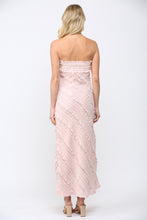 Load image into Gallery viewer, FATE Diagonal Ruffle Detail Strapless Maxi Dress in Dusty Pink
