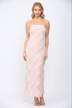 Load image into Gallery viewer, FATE Diagonal Ruffle Detail Strapless Maxi Dress in Dusty Pink
