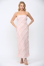 Load image into Gallery viewer, FATE Diagonal Ruffle Detail Strapless Maxi Dress in Dusty Pink
