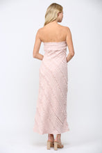 Load image into Gallery viewer, FATE Diagonal Ruffle Detail Strapless Maxi Dress in Dusty Pink
