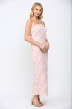 Load image into Gallery viewer, FATE Diagonal Ruffle Detail Strapless Maxi Dress in Dusty Pink

