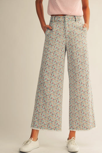 Spring Floral Printed Soft Denim Pants by LovLov