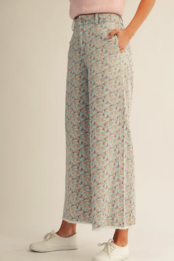 Spring Floral Printed Soft Denim Pants by LovLov