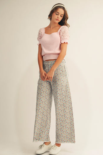 Spring Floral Printed Soft Denim Pants by LovLov