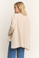 HEIMISH OVERSIZED Textured Lace Striped Top in Cream/Mocha