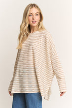 Load image into Gallery viewer, HEIMISH OVERSIZED Textured Lace Striped Top in Cream/Mocha
