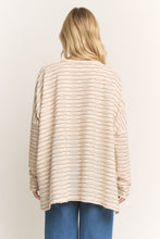 Load image into Gallery viewer, HEIMISH OVERSIZED Textured Lace Striped Top in Cream/Mocha
