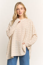 Load image into Gallery viewer, HEIMISH OVERSIZED Textured Lace Striped Top in Cream/Mocha

