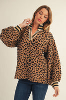Jodifl Leopard Textured Knit Top in Toffee