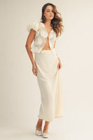 LovLov Romantic Sheer Organza Blouse with 3D Embroidery in Ivory