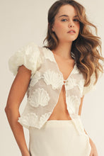 Load image into Gallery viewer, LovLov Romantic Sheer Organza Blouse with 3D Embroidery in Ivory
