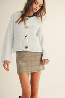 LovLov Solid Color Knit Cardigan in Ivory