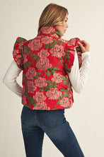 Load image into Gallery viewer, Jodifl Jacquard Floral Puff Vest in Red
