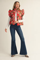 Jodifl Jacquard Floral Puff Vest in Red