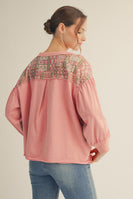 Jodifl Terry Knit Star Patched Top in Mauve