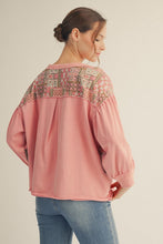 Load image into Gallery viewer, Jodifl Terry Knit Star Patched Top in Mauve
