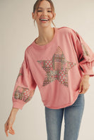 Jodifl Terry Knit Star Patched Top in Mauve