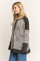 HEIMISH Colorblock Ribbed Knit Top in Beige