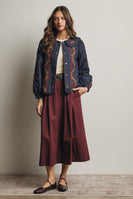 Forte Embroidered Quilted Denim Jacket in Midnight Indigo