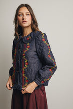 Load image into Gallery viewer, Forte Embroidered Quilted Denim Jacket in Midnight Indigo
