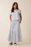 Wishlist Striped Top And Skirt Set in Blue/White ON ORDER