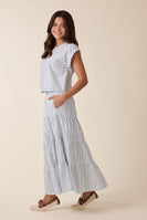 Wishlist Striped Top And Skirt Set in Blue/White ON ORDER