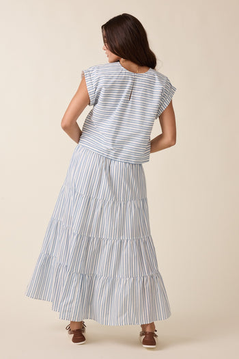 Wishlist Striped Top And Skirt Set in Blue/White ON ORDER