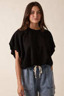 Wishlist Scuba Bubble Hem Top in Black