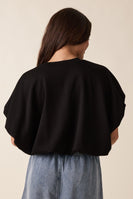 Wishlist Scuba Bubble Hem Top in Black