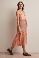 Forte Embroidered Lace Long Duster in Rosewood