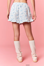 Load image into Gallery viewer, Peach Love Floral Print French Terry Short in Light Blue
