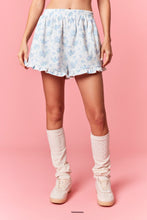 Load image into Gallery viewer, Peach Love Floral Print French Terry Short in Light Blue
