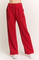 HEIMISH Textured Knit Pants in Red