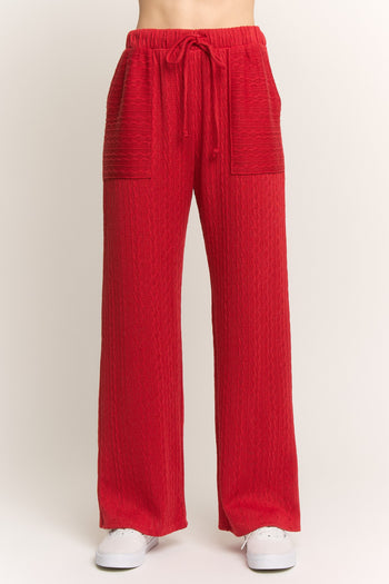 HEIMISH Textured Knit Pants in Red