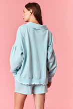 Load image into Gallery viewer, Peach Love Solid Color Wavy Stripe Hem Set in Light Blue
