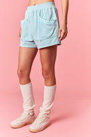 Peach Love Solid Color Wavy Stripe Hem Set in Light Blue