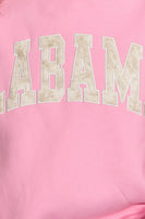 BucketList 'Alabama' Camo Embroidered Mock Neck Sweatshirt in Bubblegum Pink