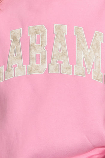 BucketList 'Alabama' Camo Embroidered Mock Neck Sweatshirt in Bubblegum Pink