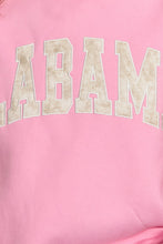 Load image into Gallery viewer, BucketList 'Alabama' Camo Embroidered Mock Neck Sweatshirt in Bubblegum Pink
