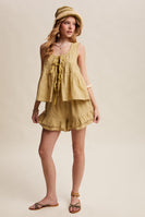Listicle Embroidered Tiered Ruffle Set in Willow Green