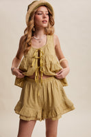 Listicle Embroidered Tiered Ruffle Set in Willow Green