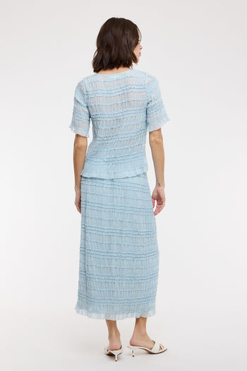 Wishlist Button-Up Peplum Top And Skirt Set in Sky