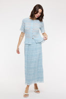 Wishlist Button-Up Peplum Top And Skirt Set in Sky